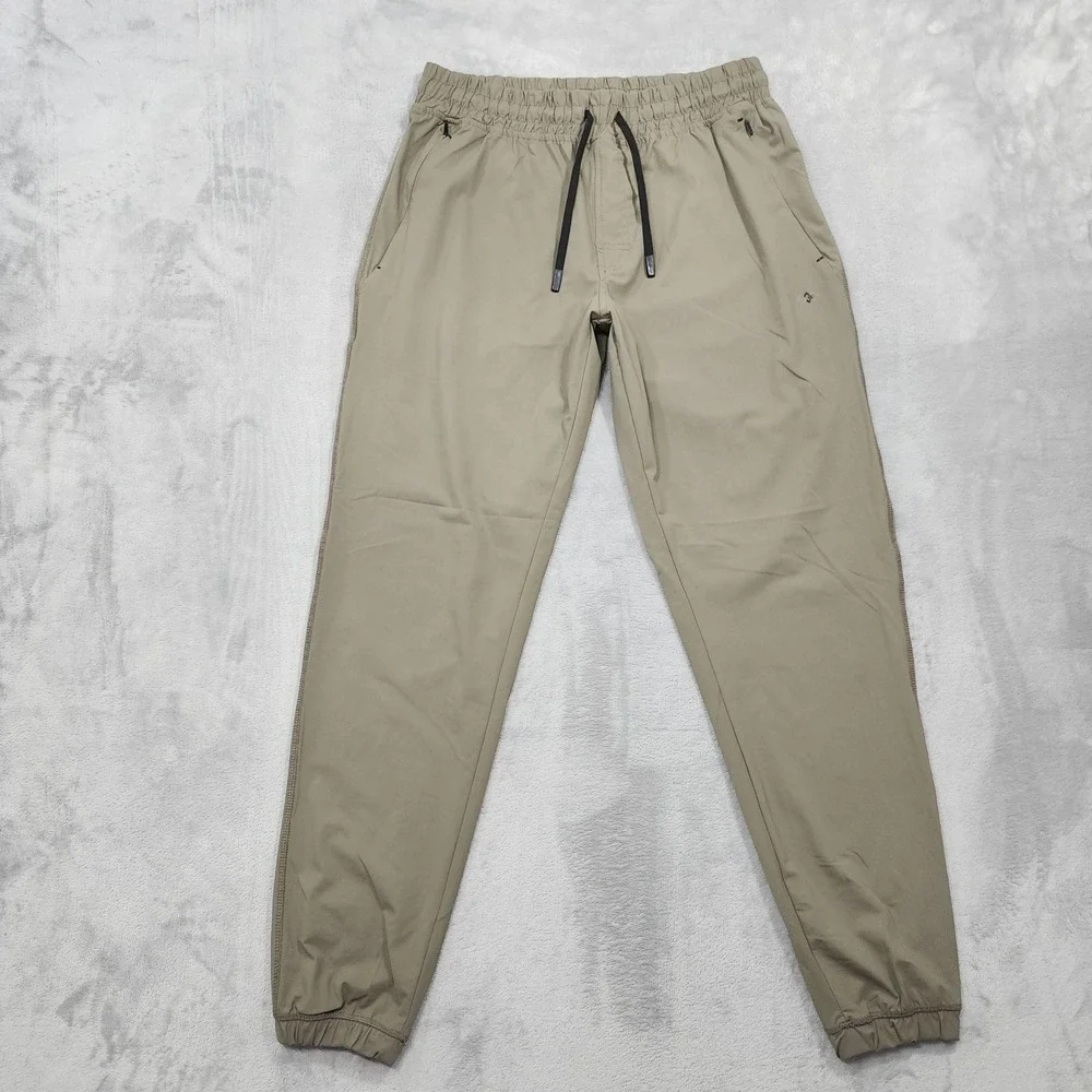 LEG3ND Pants Mens M Beige Jogger Elastic Waist Zip Pockets Stretch Athletic